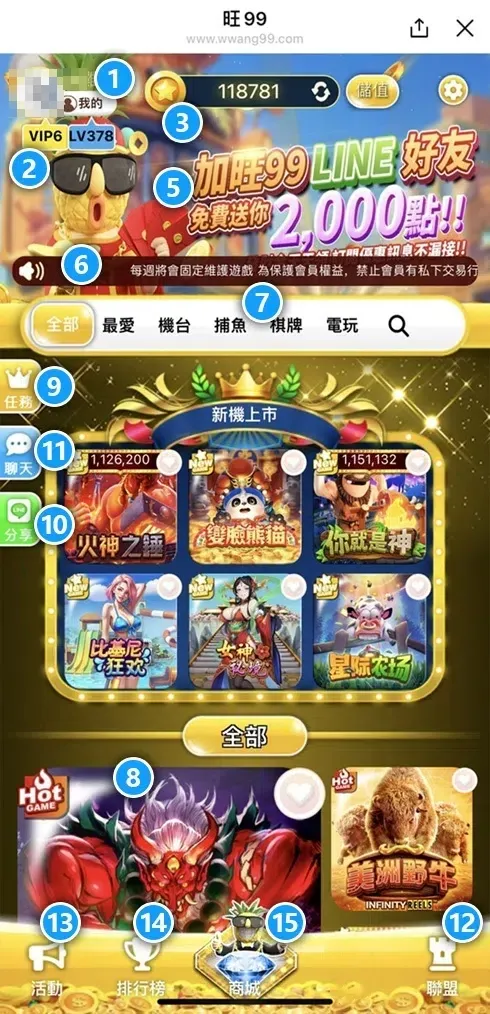 旺99遊戲畫面說明